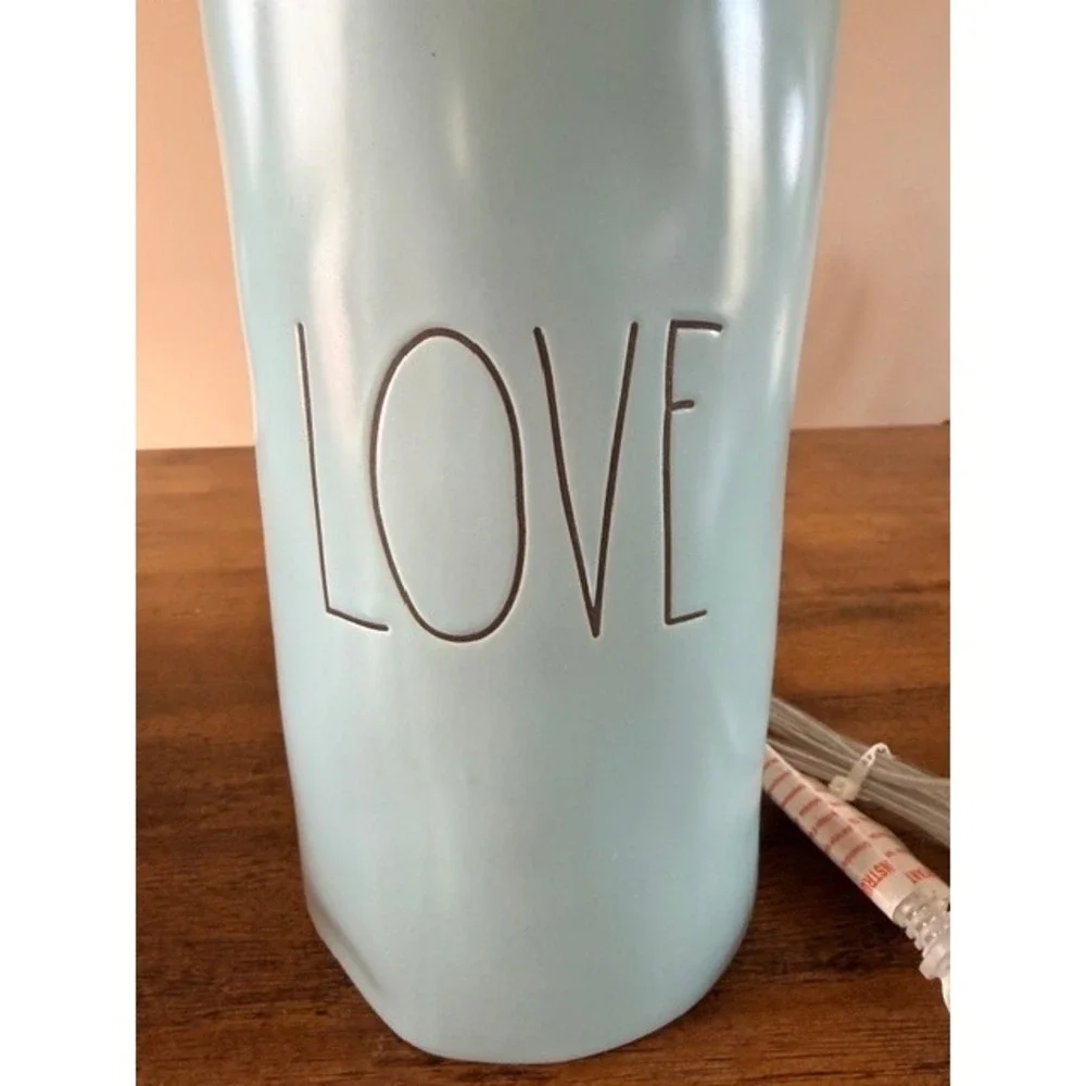 Rae Dunn by Magenta "LOVE" Lamp (NO Shade)-Blue Ceramic-w/Brown Letters - Picture 2 of 6